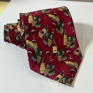 Utopia Italy French Wine All Over Print Elegant Wine Motif Red Tie